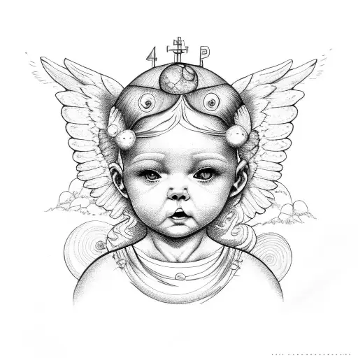 Baby Angel With Planets