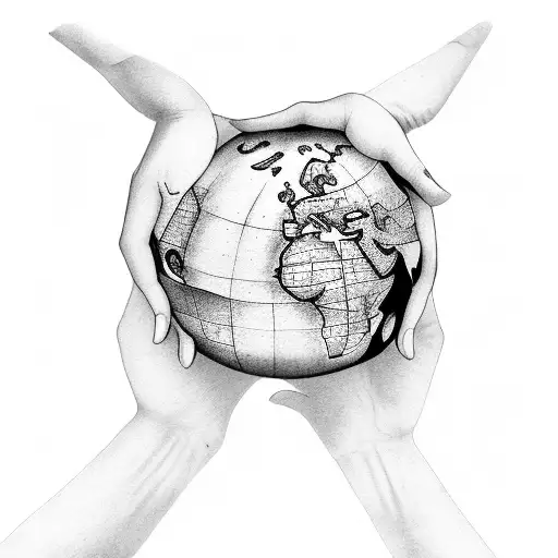 Two Hands Reaching For A Globe