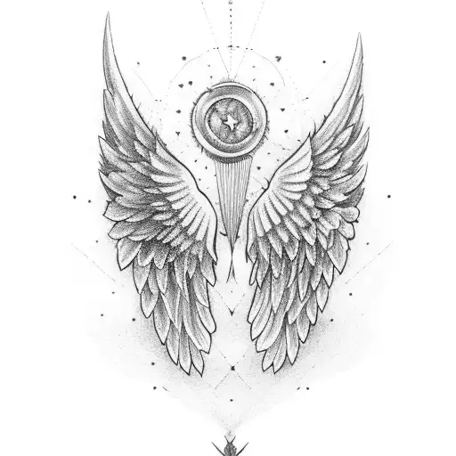 An Angel Wing With The Cassiopea Constellation