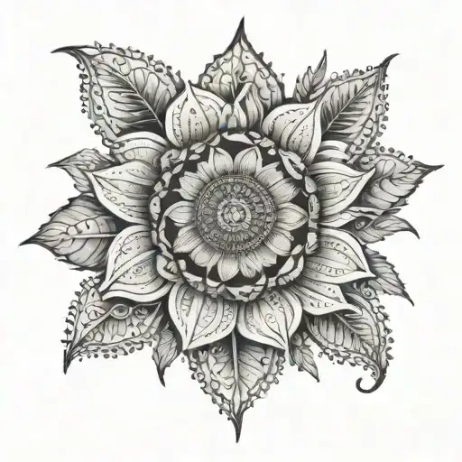 Sunflower And Mandala Design Incorporating