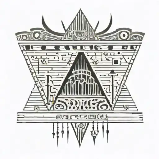 An Intricate Design Combining Ancient Egyptian Hieroglyphics With Binary Code Elements