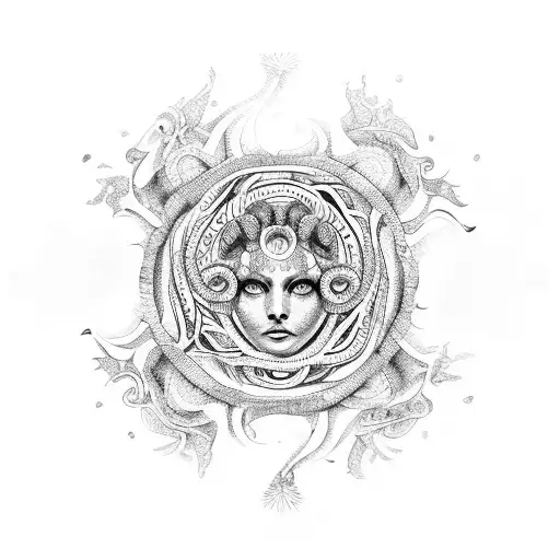 Medusa With Mandala Background