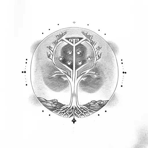 Tree Of Life With 6 Nordic Runes In The Crown