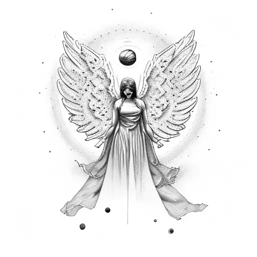 Angel With Planets And Broken Lightbulb