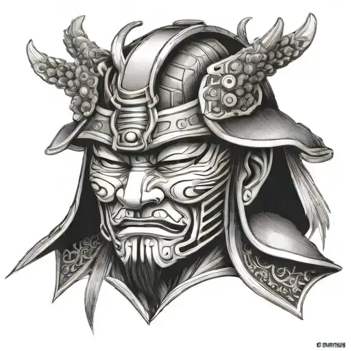 Samurai With A Mask Half Removed The Mask Will Be Smiling While His Face Will Be Sad And In Tears