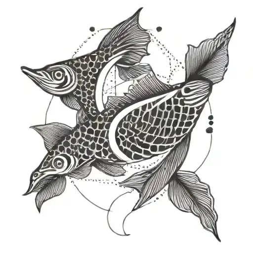A Geometric Pattern Incorporating The Symbols Of Pisces And Virgo In A Modern And Minimalist Style