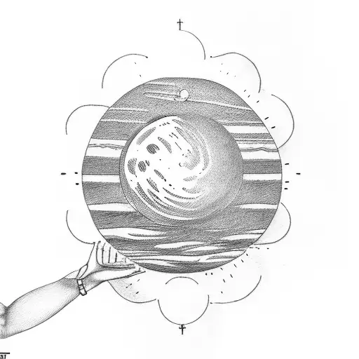 Greek God Holding Saturn Planet Between His Arms