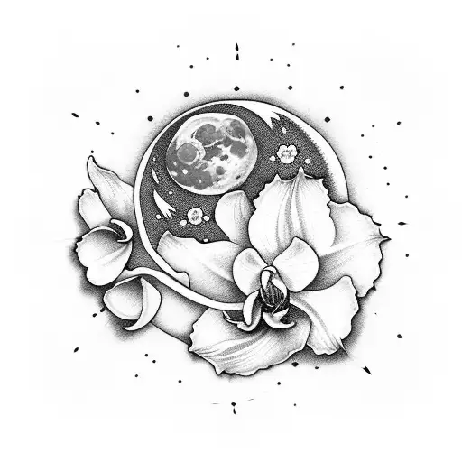 Spiritual Moon With Orchids