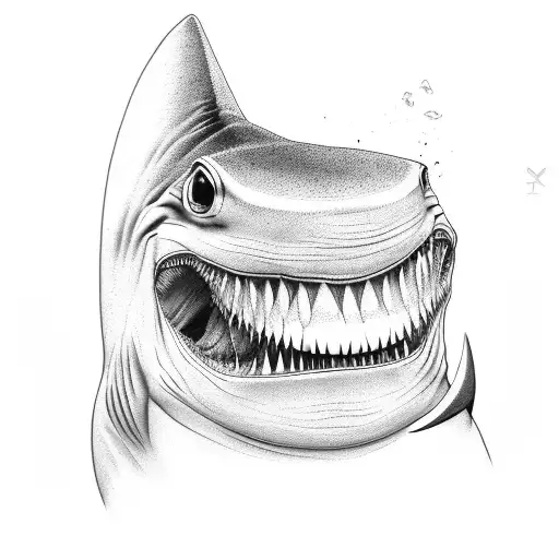 Realist Shark With Sharp Tooth With A Sacarstoc Smile