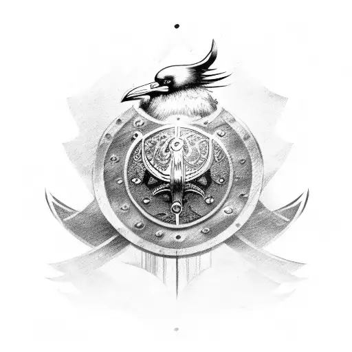 Viking Shield With A Raven Emblem