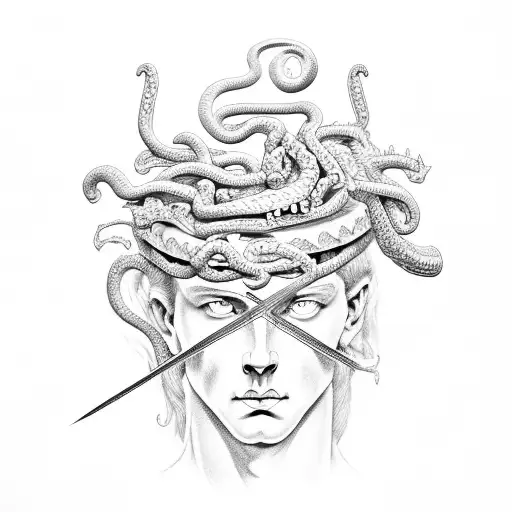 Perseus With Medusa's Snake In His Head