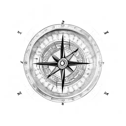 Viking Compass With Futuristic Abstract Coding Designs Surrounding