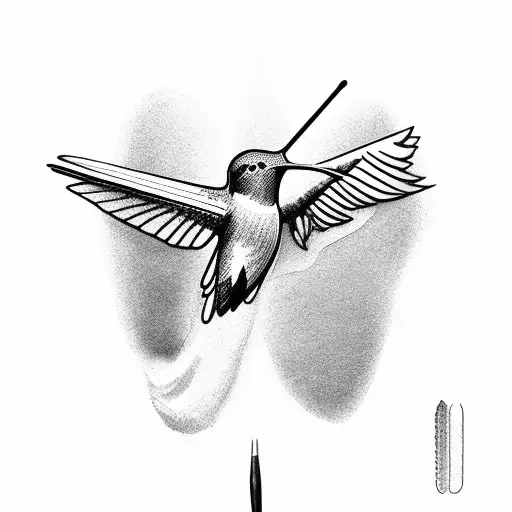 A Guitar With The Neck Of A Paintbrush And The Body Og The Guitar Has A Hummingbird