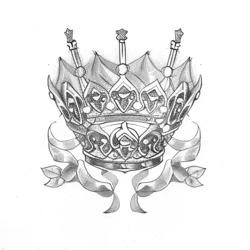 Laurel Wreath Crown With 2 Swords Across The Middle