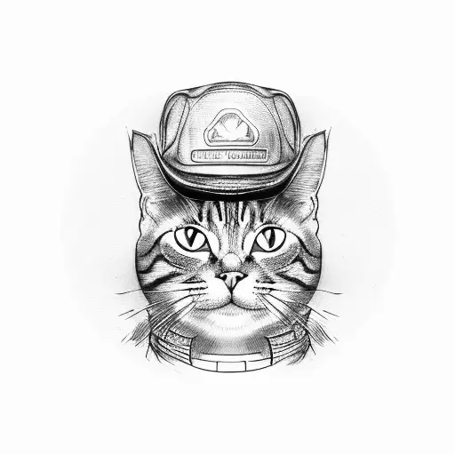 A Cat Wearing A Mechanic's Hat Working On A Car Engine