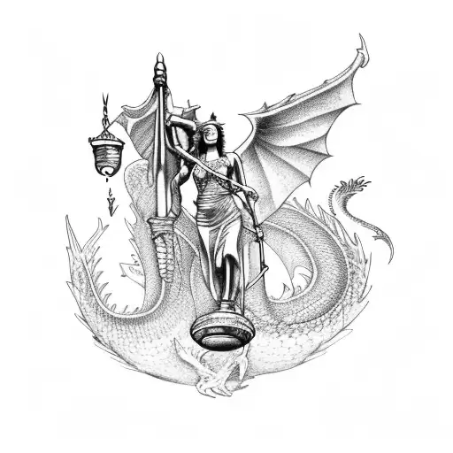 Lady Justice With Dragon