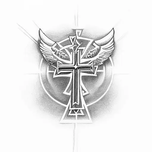 Christian Cross With A Antelrs And A Dove