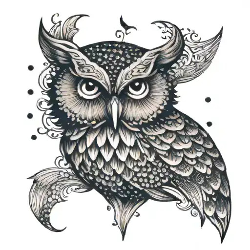 Owl Head With Mermaid Tail