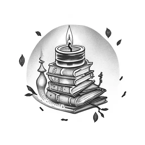 Vintage Book With Candle On Top