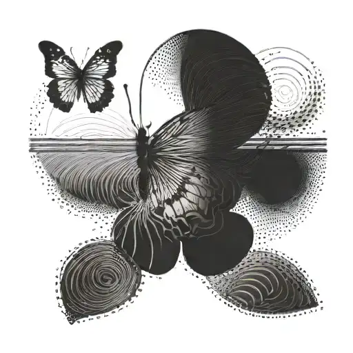 Tennis Court Lines Forming The Shape Of A Butterfly On The Ocean Surface