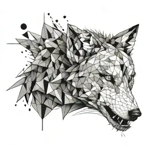 Create A Tattoo Of A Wolf Made Entirely Of 3D Cubes And Polygons