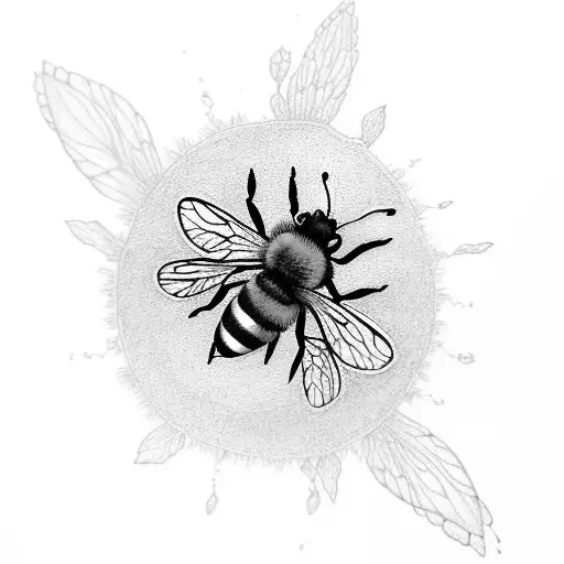 Marigold With Bee And Lines