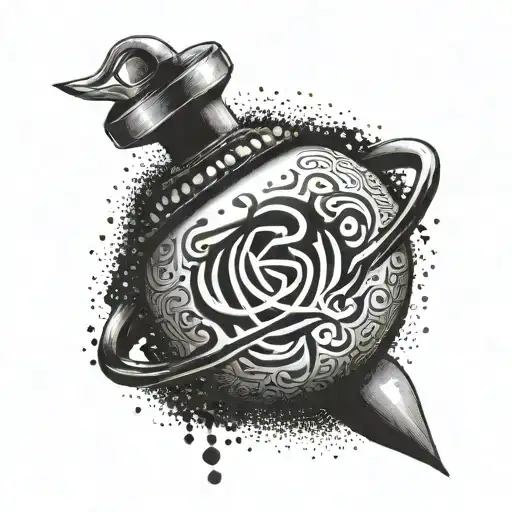 Create A Tattoo Of Arabic Calligraphy Shaped Like A Bomb