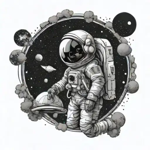 Astronaut Girl Distant Planet