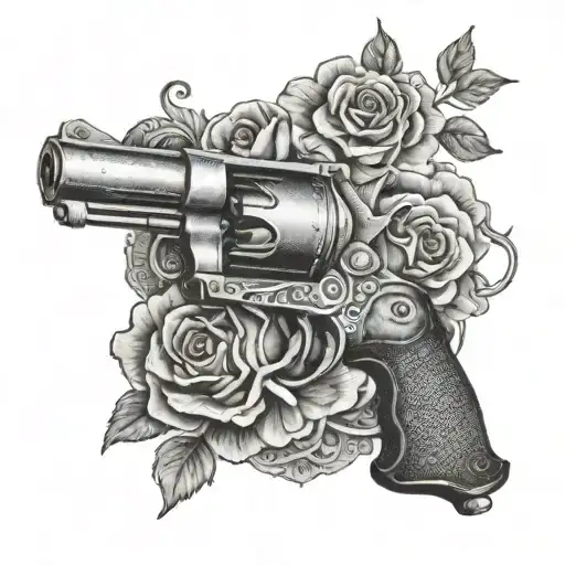 Design A Tattoo Of A Vintage 38 Special Revolver Intertwined With A Rose