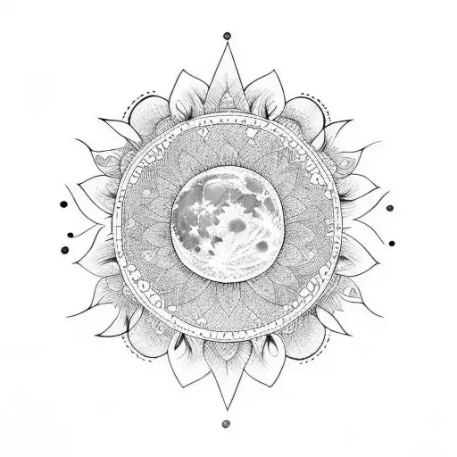 Moon Sun And Flowers In One Line