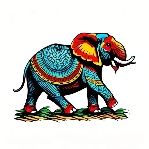 South Africa Elephant Walking Full Color