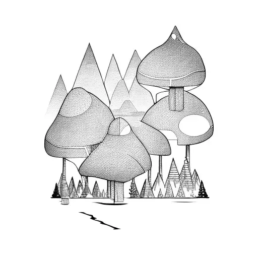 Sci-fi Forest River Mountain