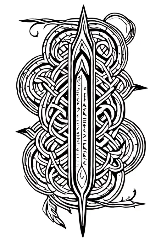Celtic Ogham With Design Featuring A Spear