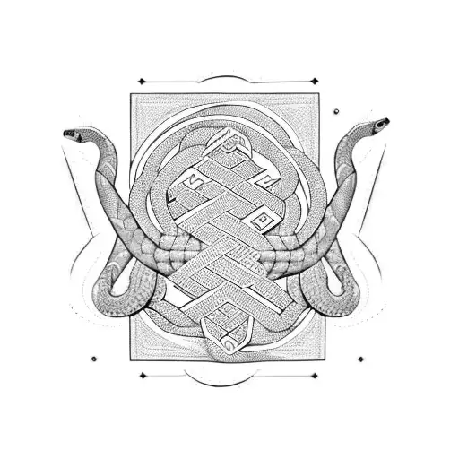 Geometric Snake And Slavic Runes