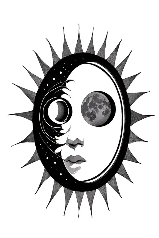 Nightingale Surrounded By Sun And Moon Phases