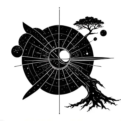 Tree And Solar System Lined