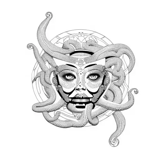 Medusa With Circle Line Around