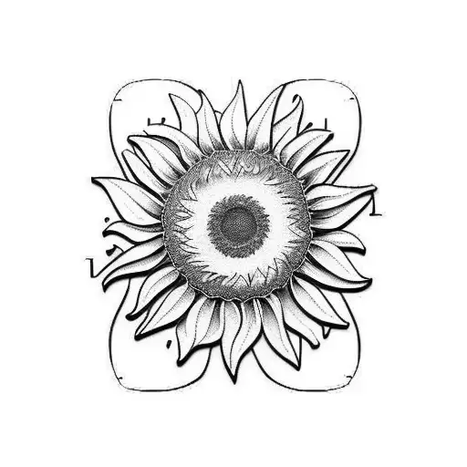 3D Sunflower With Family Name Tree