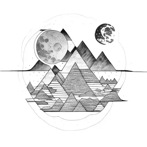 3 Mountains And A Moon In One Line
