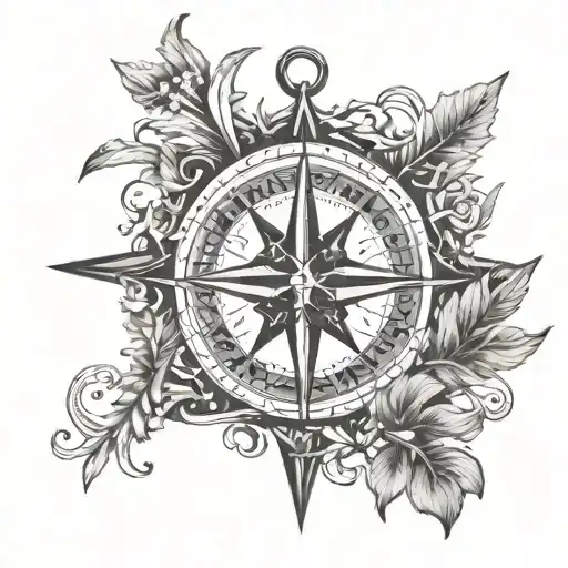 Apple Book Anchor Compass Grass Leaf