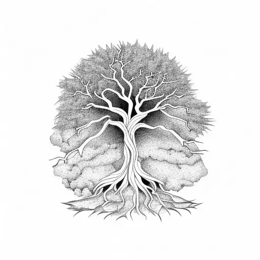 Pinyon Tree With Gnarly Twisted Roots Growing Out Of The Earth