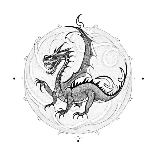 Circle Dragon Silhouette