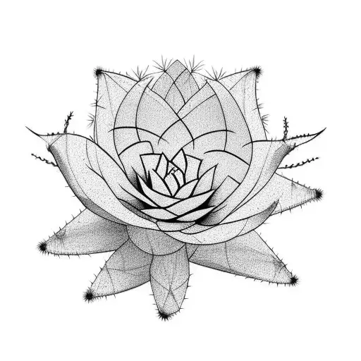 3 Cactus In Line Blooming A Pink Flower