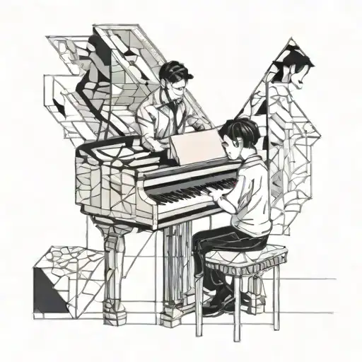 Dad And Son Playing Piano