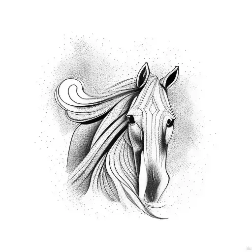 Horse In A Single Line