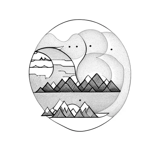 Couple Watching Mountains Water Sunshine Moon