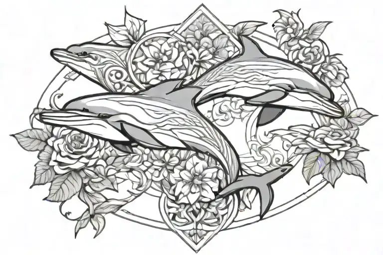 Dolphins And Floral