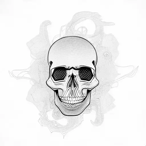 Skull Made Out Of Chaotic Squiggly Lines