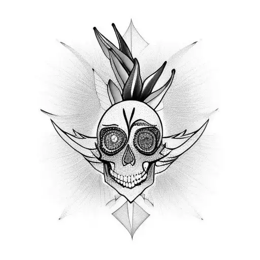 Bird Of Paradise With Skull