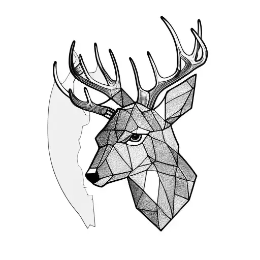 Front View On Deer Head Minimal With Shadows